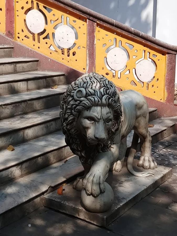 Bronze Lion on the Steps