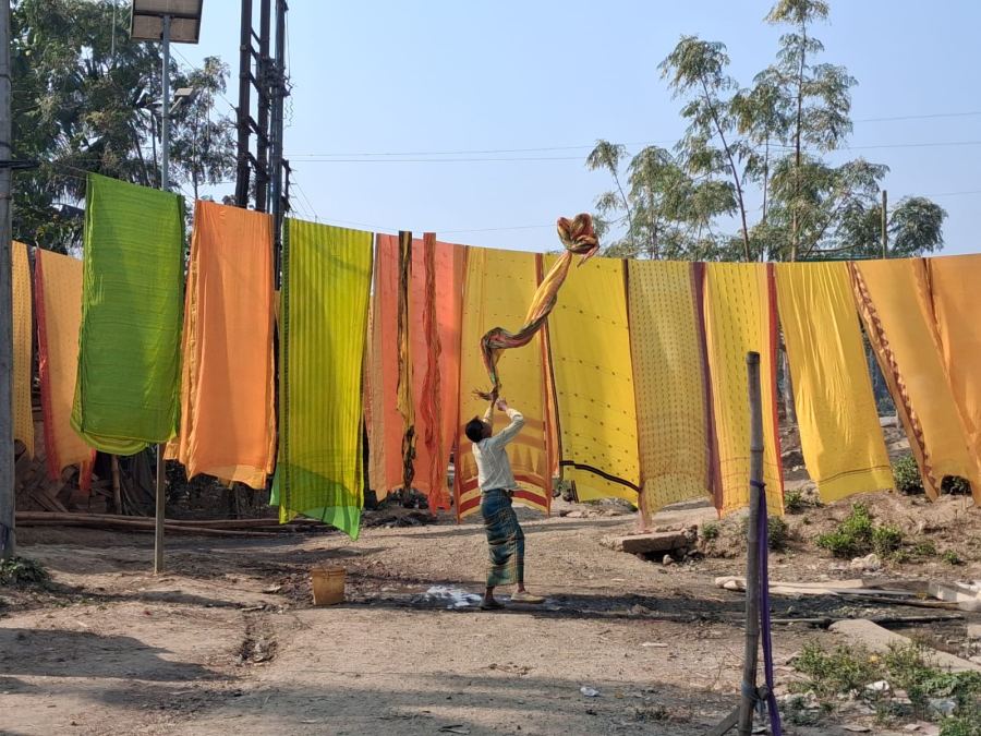 Freshly Dyed Cloth Drying