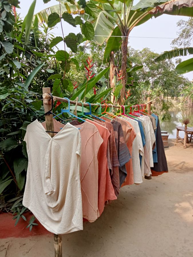 Naturally Dyed Cloth on the Line
